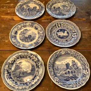 6 Different Spode Blue Room Georgian Collection 10" Dinner Plates EUC Set